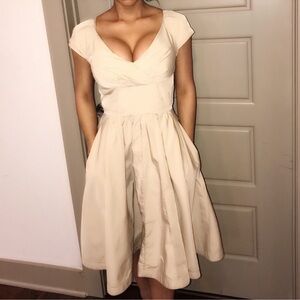 Pink Tartan Beige Cap Sleeve Midi Dress